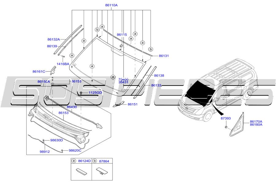 JOINT PARE-BRISE HYUNDAI : 86130-4H000