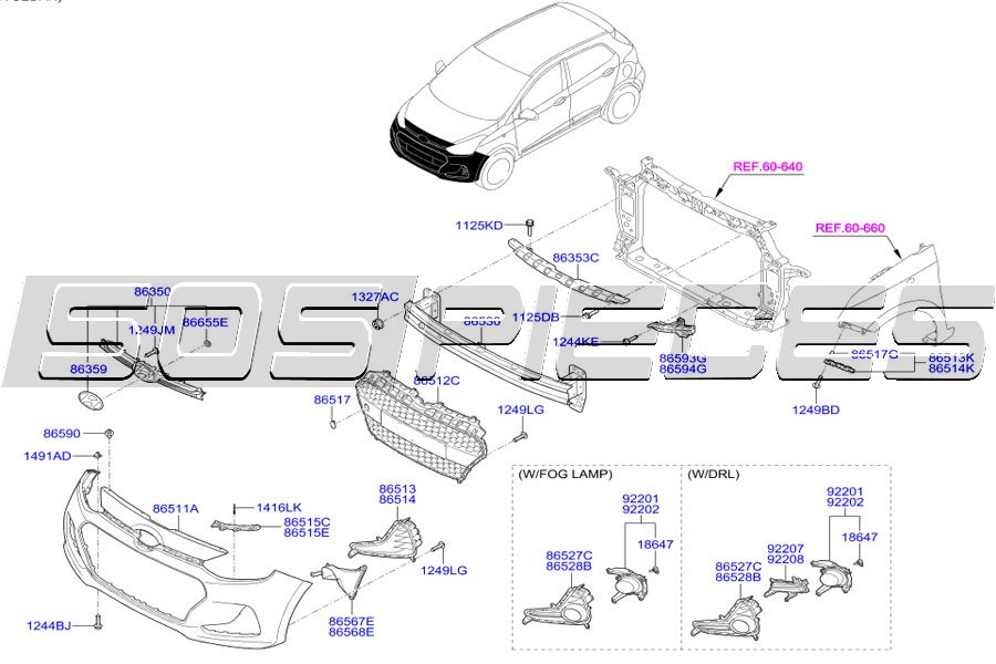 PARE-CHOCS AVANT HYUNDAI SEDAN : 86511-B4800