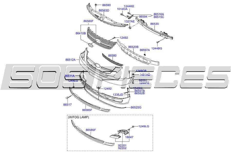 PARE-CHOCS AVANT HYUNDAI : 86512-4H000